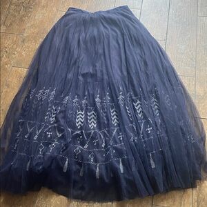 Floreat Navy Maxi Tulle Skirt with Embroidery. Size 2. Great condition.
